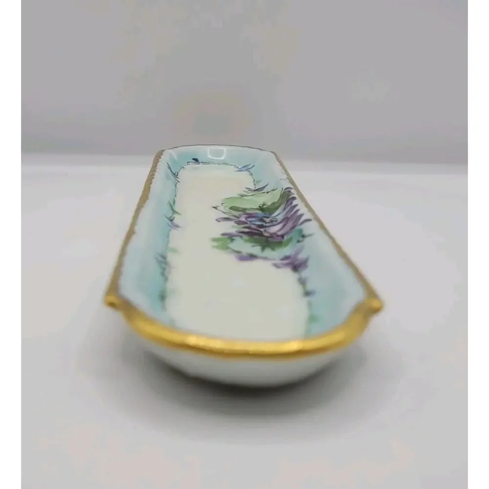 Vtg Prov Saxe ES Germany Hand Painted Violet Gold Trim Porcelain 8